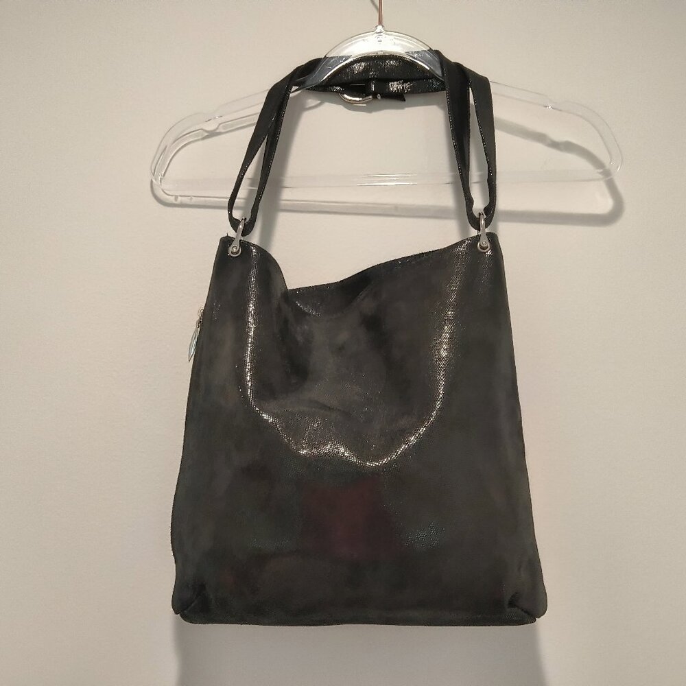 Ravasi Medium size black leather bag Made in Italy